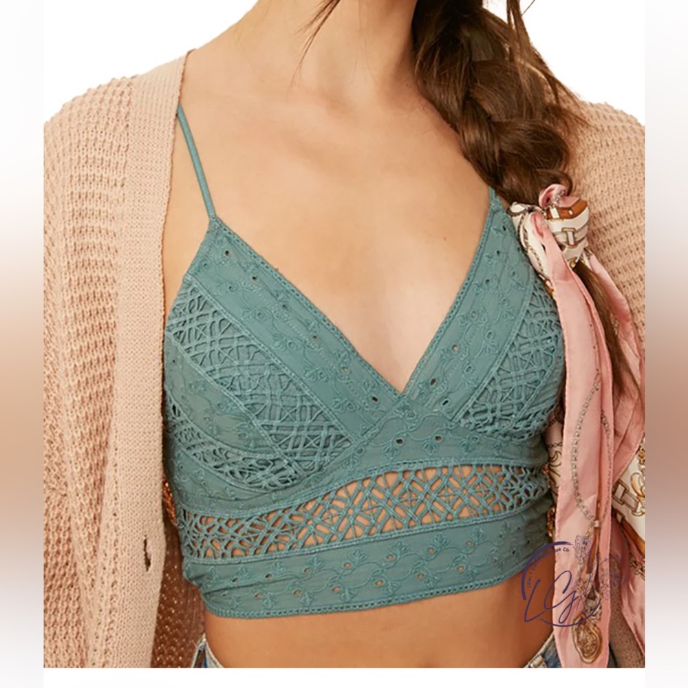 Listicle Crochet Teal Lace Bralette Top